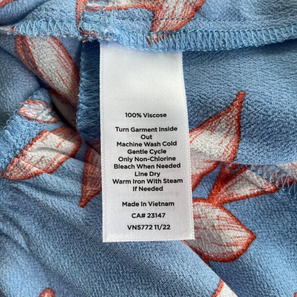 Talbots Tiered Midi Skirt Flowing Hibiscus Floral Blue & Orange Women's Size M - Picture 5 of 8